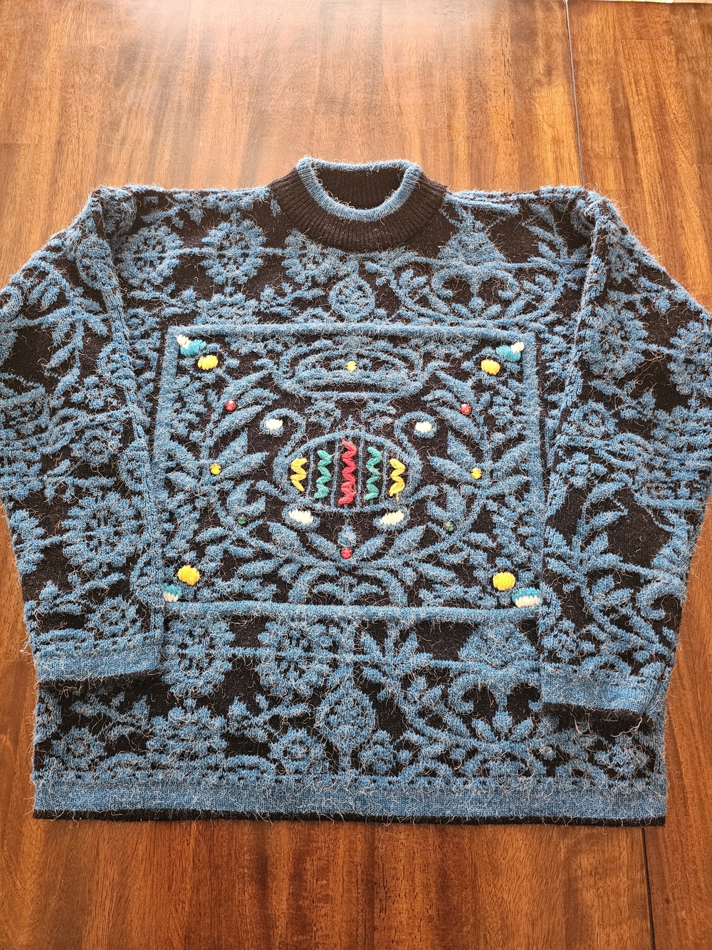 Vintage 1989 Midnight Blues Unisex Sweater Acrylic Nylon Blend Sz Med